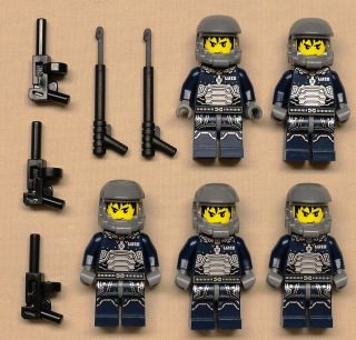 X5 New Lego Army Halo Minifigs Special Ops FBI Guys Men Lot w Machine 
