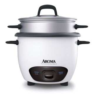 NEW Aroma ARC 743 1NG 6 Cup Cooked Rice Cooker and Food Steamer White 