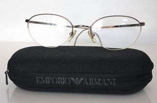 Emporio Armani Metal Eyeglasses Frames Round Half Rimless Made in 