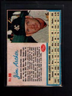 1962 Post Cereal 98 Jim Archer VG A8962