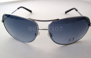 New Armani Exchange Mens Sunglasses AX200 s Silver Blue A x Pouch $75 