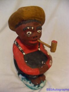   Americana Boy Sitting Smoking Cigar Lawn Statue Folk Art Sambo