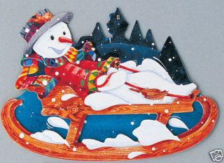 New Snowman on Sled Rocker Christmas Card Blank Inside