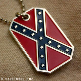 America Confederate Flag Pendant Dixie Dog Tag Necklace
