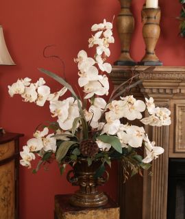 Large White Orchid Silk Artificial Flower Arrangement