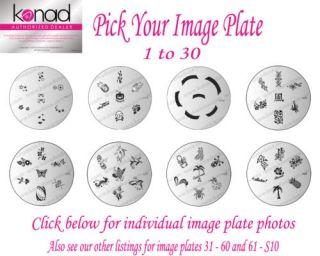Konad Nail Art Plate Pick Your One Image Plate 1 to 30