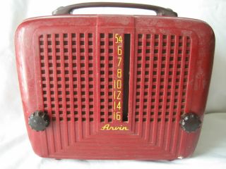Arvin Tube Radio 240 P in Red Bakelite Case Battery Operated