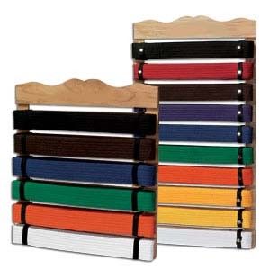  solid wood belt display elastic straps hold six or 10 belts 