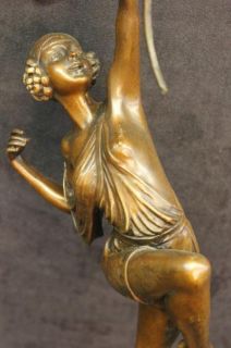 Diana The Huntress Elegant Bronze on Marble Base Statue Art Deco 
