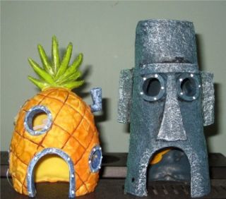 SpongeBob Pineapple House & Squidward Easter Island Home Aquarium 