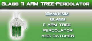 brand new glass 11 arm tree ash catcher percolator green