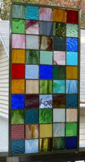 Patchwork Quilting Pattern Stained Glass Window Panel Made in USA