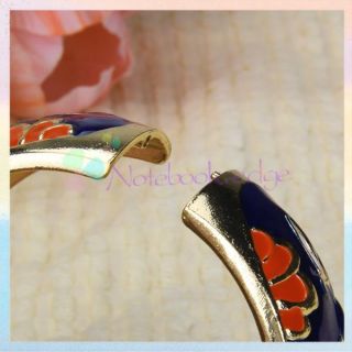 Vintage Asian Feature Lucky Flower Cuff Bangle Bracelet