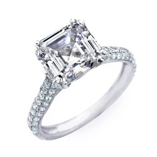73 Ct Asscher Cut Diamond Engagemet Ring Natural Round G VS1 14k 