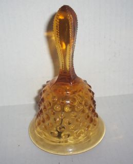 Vintage Fenton Art Glass Bell Amber Hobnail