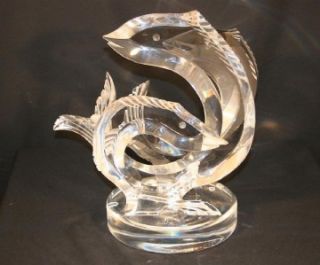 Vtg Mid Century Modern Van Teal Lucite Acrylic Triple Fish Sculpture 