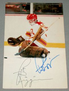 Pat Riggin Atlanta Flames Signed NHL Hockey Postcard
