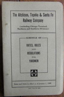 Atchison Topeka Santa Fe Railway Co Schedule of Rates Rules Regs For 
