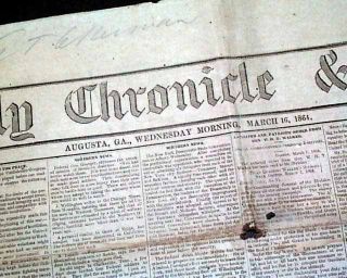 Rare CONFEDERATE Augusta GA Georgia 1864 Civil War Newspaper