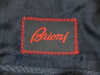 Brioni Augusto Canvassed Blue 4Season Suit Handmade in Italy 42R