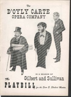   Playbill 10/10/55 Gilbert and Sullivan Doyly Carte Shubert Theatre