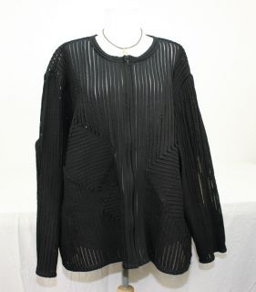 Laura Ashley Woman Zip Front Black Cut Out Net Design Jacket 3X J257 