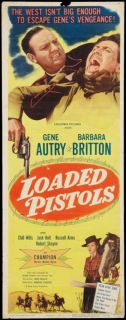 Vintage 1948 Gene Autry Western Insert Poster ~ Loaded Pistols