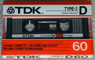 TDK D 60 1986 SEALED Blank Audio Cassette Recording Tape