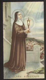 St Clare of Assisi Vintage Holy Card