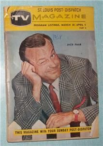 Vintage TV Magazine St Louis TV Guide March 30 April 5 1958 Jack Paar 