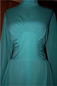 Vintage 70s Alison Ayres Original Turquoise Long Dress Sunburst 