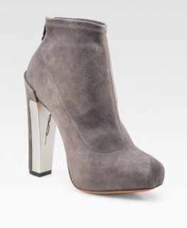 Brian Atwood Edeline Grey Suede Stretch Ankle Bootie Size 9 5 $450 