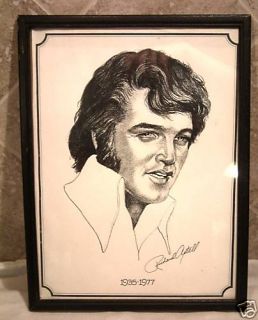 Elvis Presley Framed Drawing 1935 1977 Richard Axtell