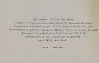 ayn rand atlas shrugged 1957 7th printing