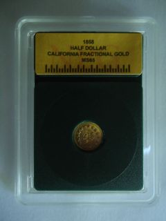 1858 California 1 2 Fractional Gold Coin Token FREE SHIPPING