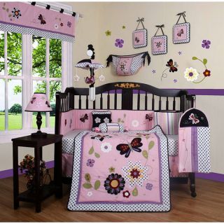 Baby Girls Butterfly Daisy Garden Floral 13 Pieces Quilt Set Crib 