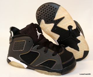 Nike Air Jordan 6 Retro Lakers TD Black Toddlers Sizes 4 6 384667 