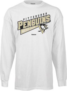 Pittsburgh Penguins Reebok White Hockey Sweep Long Sleeve T Shirt sz 
