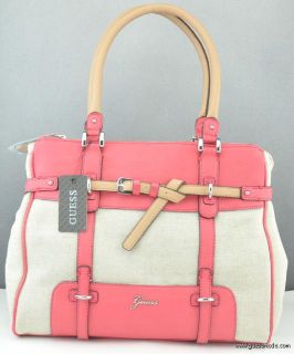 New Guess Ladies Handbag Avera Canvas Satchel Collections Bag Purse 