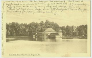 lake side boat club house augusta ga postcard 1909