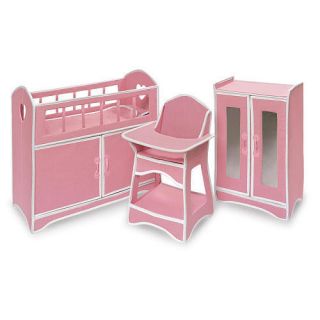 Badger Basket Folding Doll Furniture Set with Storage Crib High Chair 