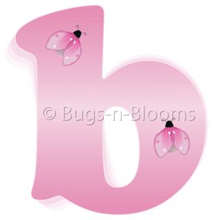 Pink Letters Room Girl Ladybug Name Decor Wall Stickers Alphabet 