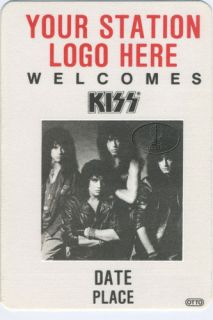 RARE Kiss 1988 Radio Promotional Backstage Pass Blank for Station Logo 