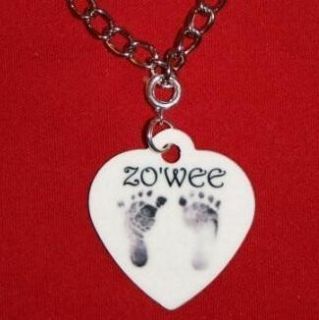 Baby Footprints Charm Bracelet Personalized Hearts