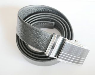 Mens Black Leather Belts with Auto Lock Buckle 43INB2