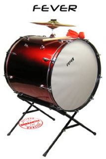 Fever 24x24 Drum Bass Tambora with Stand and Mallet Red, FEV2424 RD 