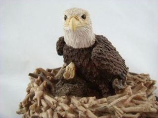 Vintage 1992 Bald Eagle in Nest with Young by Earth Home Sculpture 