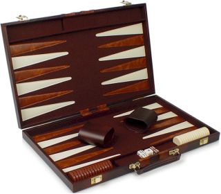 brown tan stripe backgammon set large attache special  price $ 31 
