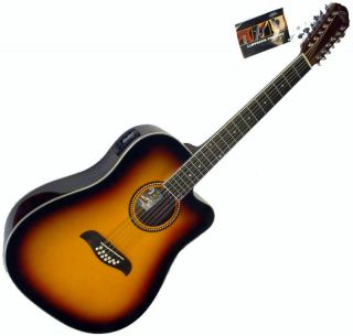 New 12 String Acoustic Electric with OB Tuner Guitar Case