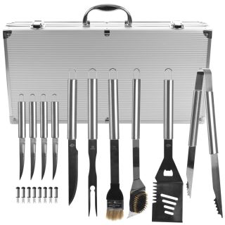 18 Piece Heavy Duty BBQ Set with Case 18 Piece Barbecue Set stainless 